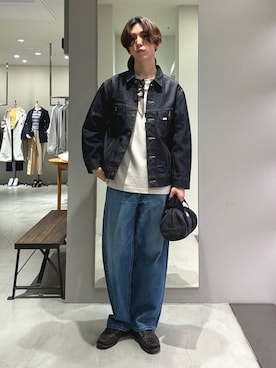 「Lee（リー）のアイテム（パンツ）」を使った、うちだりょうさん（メンズ・178cm）の冬コーディネート