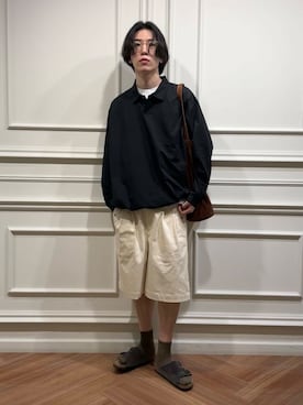 「ネイビー」｜「アイテム（ポロシャツ）」を使った、うちだりょうさん（メンズ・178cm）の夏コーディネート