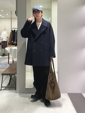 「アイテム（ピーコート）」を使った、うちだりょうさん（メンズ・178cm）の秋コーディネート