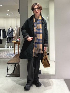 「アイテム（ストール/ショール）」を使った、うちだりょうさん（メンズ・178cm）の冬コーディネート