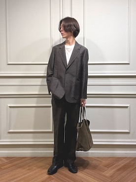 「URBAN RESEARCH（アーバンリサーチ）のnew basic　WOOL LINEN JACKET（その他アウター）」を使った、うちだりょうさん（メンズ・178cm）の秋コーディネート