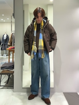 「アイテム（その他アウター、グリーン系）」を使った、うちだりょうさん（メンズ・178cm）の冬コーディネート