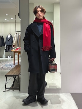 「アイテム（ストール/ショール）」を使った、うちだりょうさん（メンズ・178cm）の冬コーディネート