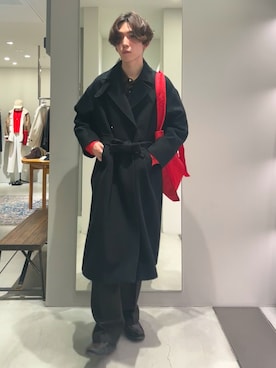 「アイテム（チェスターコート）」を使った、うちだりょうさん（メンズ・178cm・20代）の冬コーディネート