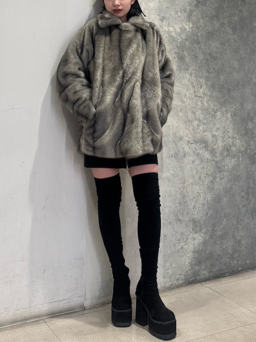 EMODA ブーツ スクエアフィットロングブーツ M EMODA】スクエアフィットロングブーツレディースファッションの