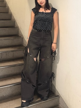 「厚底」｜松本つづみさん（レディース・158cm）の夏コーディネート