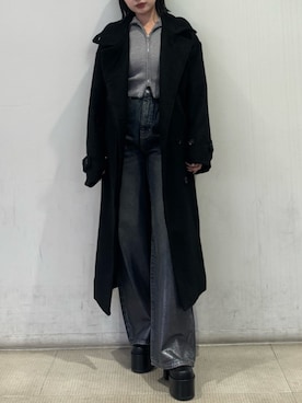 「EMODA（エモダ）のアイテム（その他アウター）」を使った、松本つづみさん（レディース・158cm）の冬コーディネート