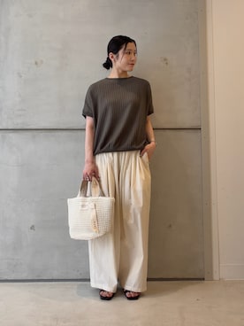 「URBAN RESEARCH DOORS（アーバンリサーチドアーズ）のハニカムタックフレンチプルオーバー（T Shirts、グレー系）」を使った、meiさん（レディース・157cm）の夏コーディネート