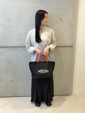 「URBAN RESEARCH DOORS（アーバンリサーチドアーズ）の『UR TECH』バンドカラーシャツ（シャツ/ブラウス、ベージュ系）」を使った、meiさん（レディース・157cm）の春コーディネート