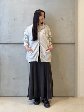 「URBAN RESEARCH（アーバンリサーチ）のキュプラバイアススカート（スカート）」を使った、meiさん（レディース・157cm）の春コーディネート