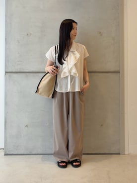 「URBAN RESEARCH（アーバンリサーチ）のバックルベルトフットベットサンダル（サンダル、ブラック系）」を使った、meiさん（レディース・157cm）の春コーディネート