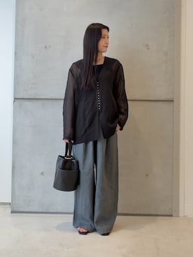 「URBAN RESEARCH（アーバンリサーチ）のnew basic　SHEER VOILE SAILOR SHIRTS（シャツ/ブラウス、ブラック系）」を使った、meiさん（レディース・157cm）の春コーディネート