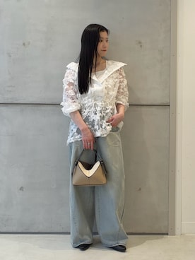 「URBAN RESEARCH DOORS（アーバンリサーチドアーズ）の『別注』LAYAS×DOORS　LACE JQD PARKA（パーカー、ホワイト系）」を使った、meiさん（レディース・157cm）の春コーディネート