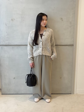 「URBAN RESEARCH DOORS（アーバンリサーチドアーズ）のメランジニットカーディガン（カーディガン/ボレロ、ホワイト系）」を使った、meiさん（レディース・157cm）の春コーディネート