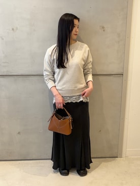 「URBAN RESEARCH（アーバンリサーチ）のラメ裏毛スウェット（スウェット、ホワイト系）」を使った、meiさん（レディース・157cm）の春コーディネート