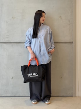 「FORK&SPOON（フォークアンドスプーン）のFORK&SPOON　PEオックスロングシャツ（シャツ/ブラウス、ブルー系）」を使った、meiさん（レディース・157cm）の春コーディネート