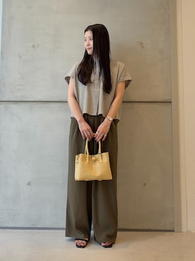 「URBAN RESEARCH DOORS（アーバンリサーチドアーズ）の『接触冷感』ソフトオックスイージーパンツ（その他パンツ、グリーン系）」を使った、meiさん（レディース・157cm）の夏コーディネート