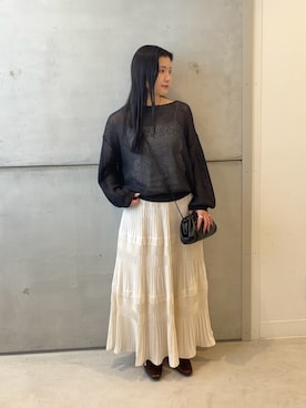 「URBAN RESEARCH（アーバンリサーチ）のカップ付きバックオープンキャミソール（キャミソール、ホワイト系）」を使った、meiさん（レディース・157cm）の春コーディネート