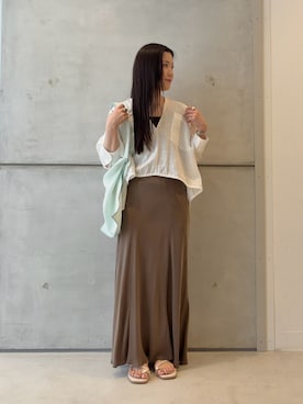 「URBAN RESEARCH（アーバンリサーチ）のキュプラバイアススカート（スカート）」を使った、meiさん（レディース・157cm）の夏コーディネート
