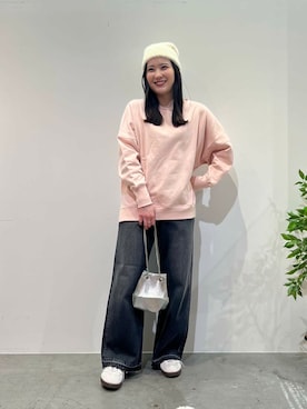 「SMELLY（スメリー）のシャギービーニー（ニットキャップ/ビーニー）」を使った、meiさん（レディース・157cm）の秋コーディネート