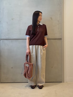 「URBAN RESEARCH DOORS（アーバンリサーチドアーズ）のリネンイージーパンツ（その他パンツ、ベージュ系）」を使った、meiさん（レディース・157cm）の春コーディネート