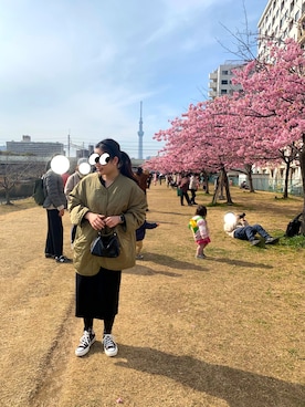 「classicalelf（クラシカルエルフ）のアイテム（ノーカラージャケット）」を使った、chisooさん（レディース・155cm）の春コーディネート