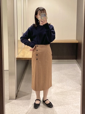 「チェック柄に恋してる」｜「アイテム（パンプス）」を使った、ふさん（レディース・156cm）の冬コーディネート