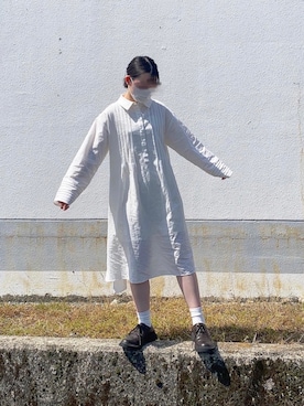 「idem（イデム）のアイテム（シャツワンピース）」を使った、ふさん（レディース・156cm）の春コーディネート
