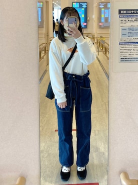 「ワークパンツ」｜「アイテム（パンプス）」を使った、ふさん（レディース・156cm）の冬コーディネート