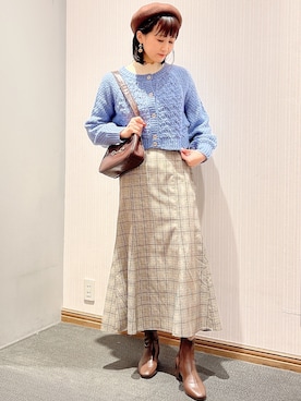 「リブニット」｜「アイテム（ハンチング/ベレー帽）」を使った、satomikamoさん（レディース・162cm）の冬コーディネート