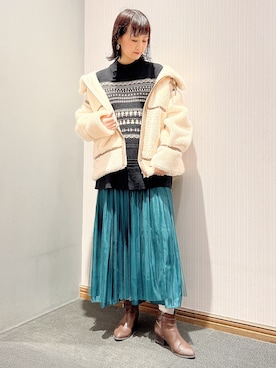 「フライトボアジャケット」｜satomikamoさん（レディース・162cm）の冬コーディネート
