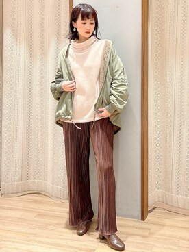 「オリエンタルトラフィック」｜「アイテム（MA-1）」を使った、satomikamoさん（レディース・162cm）の冬コーディネート