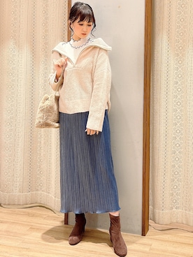 「トレンドファッション」｜「アイテム（ブーツ）」を使った、satomikamoさん（レディース・162cm）の秋コーディネート