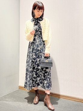 「春先取りコーデ」｜「アイテム（ワンピース/ドレス）」を使った、satomikamoさん（レディース・162cm）の冬コーディネート