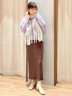 「ベロアプリーツスカート」｜satomikamoさん（レディース・162cm）の秋コーディネート