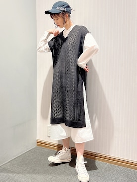 「コンバース ハイカット」｜「アイテム（ワンピース/ドレス）」を使った、satomikamoさん（レディース・162cm）の春コーディネート