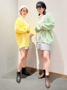 「春カラー」｜「アイテム（ハンチング/ベレー帽）」を使った、satomikamoさん（レディース・162cm）の春コーディネート
