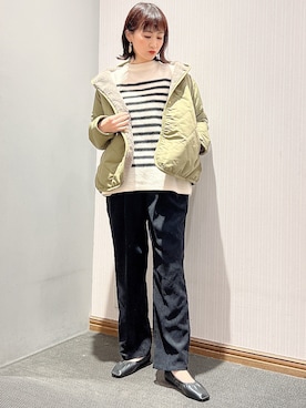 「フード付きアウター」｜「アイテム（MA-1）」を使った、satomikamoさん（レディース・162cm）の冬コーディネート