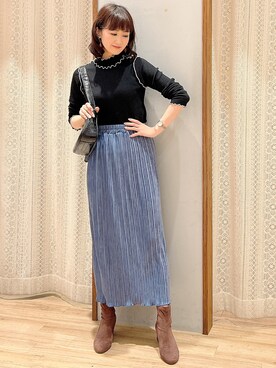 「ベロアプリーツスカート」｜satomikamoさん（レディース・162cm）の秋コーディネート