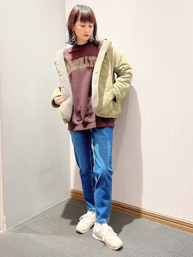 「フードコート」｜「アイテム（MA-1）」を使った、satomikamoさん（レディース・162cm）の冬コーディネート