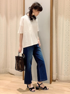 「フレアデニム」｜satomikamoさん（レディース・162cm）の夏コーディネート