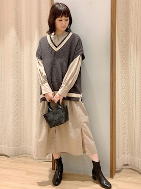 「編み込みバッグ」｜satomikamoさん（レディース・162cm）の秋コーディネート