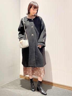 「Aラインコート」｜「アイテム（その他アウター）」を使った、satomikamoさん（レディース・162cm）の冬コーディネート