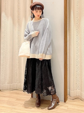 「オリエンタルトラフィック」｜「アイテム（ハンチング/ベレー帽）」を使った、satomikamoさん（レディース・162cm）の冬コーディネート