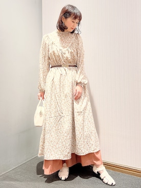 「ラウンドバッグ」｜「アイテム（ワンピース/ドレス）」を使った、satomikamoさん（レディース・162cm）の春コーディネート