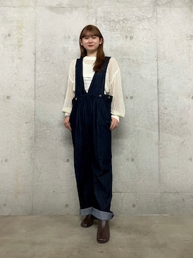 「SENSE OF PLACE by URBAN RESEARCH（センスオブプレイスバイアーバンリサーチ）のアイテム（オールインワン・サロペット）」を使った、koharuさん（レディース・157cm）の秋コーディネート