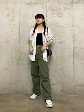 「マーブルシャツ」｜koharuさん（レディース・157cm）の夏コーディネート
