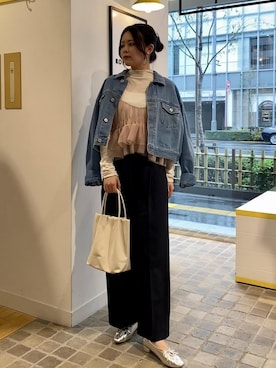 「24SS春の新作」｜「アイテム（デニムジャケット）」を使った、nodokaさん（レディース・161cm）の春コーディネート