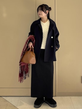 「ニット/セーター」｜「アイテム（その他アウター）」を使った、nodokaさん（レディース・161cm）の冬コーディネート