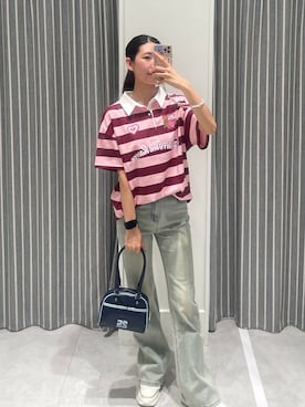 「アイテム（ボストンバッグ）」を使った、まゆさん（レディース・167cm）の夏コーディネート